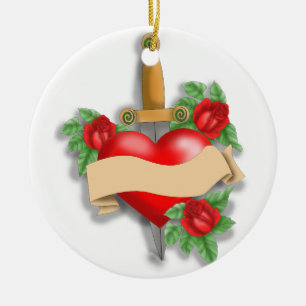 Custom Tattoo Heart Ceramic Tree Decoration