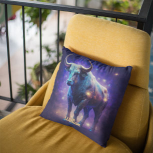 Custom Taurus Zodiac Horoscope Fantasy Sun Sign Cushion