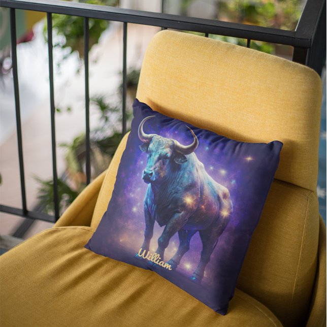 Custom Taurus Zodiac Horoscope Fantasy Sun Sign Cushion (Creator Uploaded)