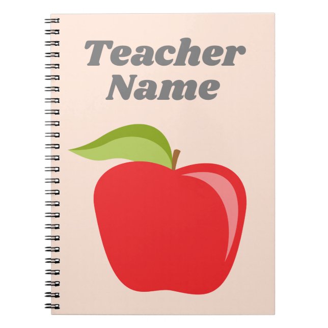 Custom Teacher Apple with Modern Apple Notebook (Front)