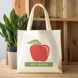 Custom Teacher Apple with Modern Apple Tote Bag