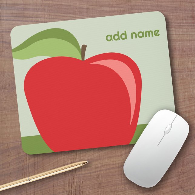 Custom Teacher Apple with Trendy apple drawing Mouse Pad (Teacher Mouse Pad)
