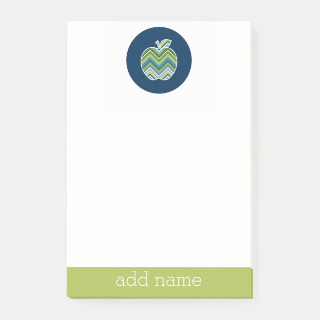Custom Teacher Apple with Trendy Chevron Pattern Post-it Notes (Front)