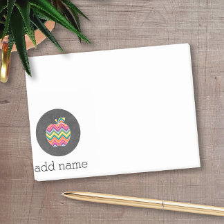 Custom Teacher Apple with Trendy Chevron Pattern Post-it Notes