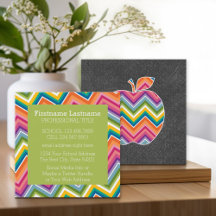 Custom Teacher Apple with Trendy Chevron Pattern