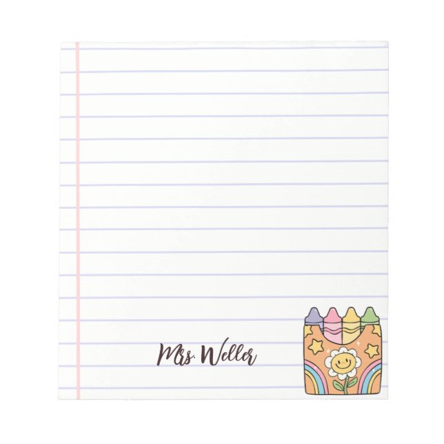 Custom Teacher Appreciation Flower Power Notepad (Front)
