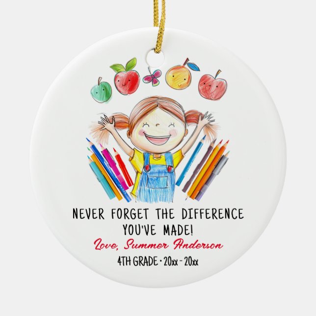 Custom Teacher Appreciation Gift Ceramic Ornament (Front)