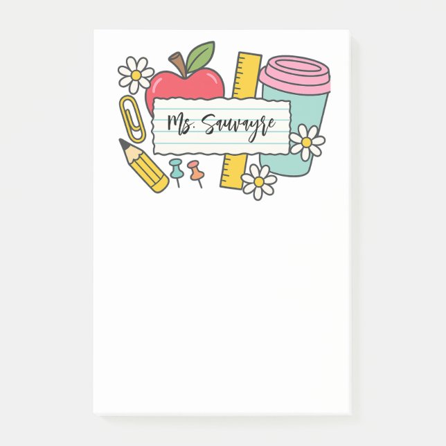 Custom Teacher Back to School & Teacher  Post-it Notes (Front)