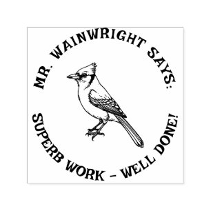 Custom Teacher Blue Jay Stamp Cute “Superb Work!”