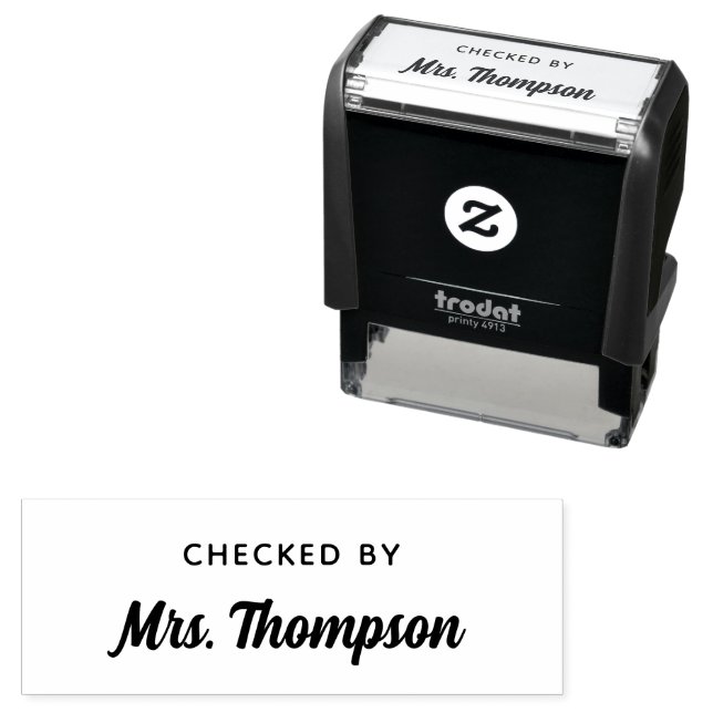Custom Teacher Checked By Teacher Name Self-inking Stamp (In Situ)