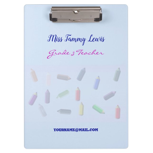Custom Teacher Colour Pencils Clipboard (Front)