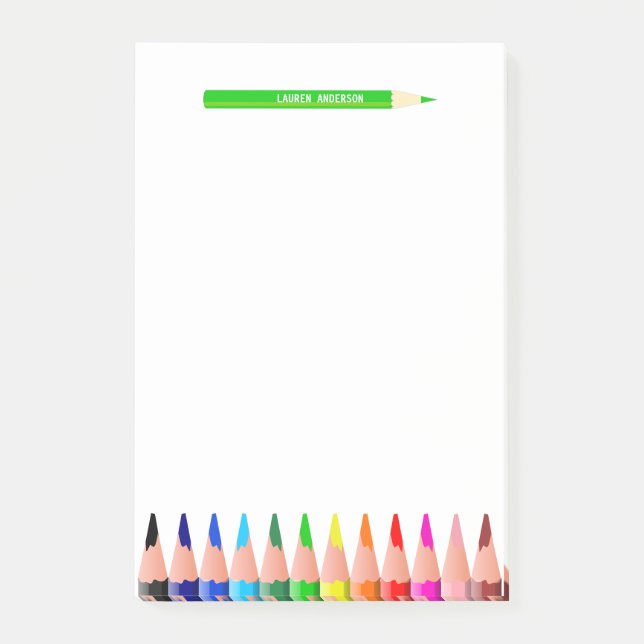Custom Teacher Colour Pencils Post-it Notes (Front)