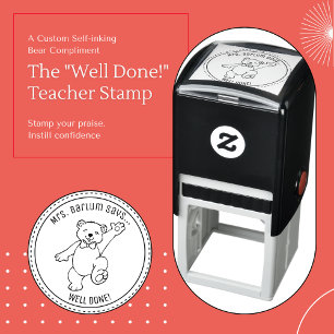 Custom Teacher Compliment Bear Themed Rubber Stamp