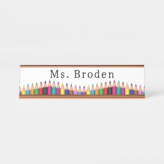 Custom Teacher Crayon Name Back To School Desk Name Plate (Front)
