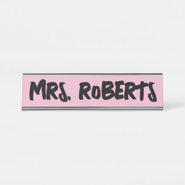 Custom Teacher Desk Name Plate pink (Front)