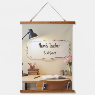 Custom Teacher Desk with Name & Subject Hanging Tapestry