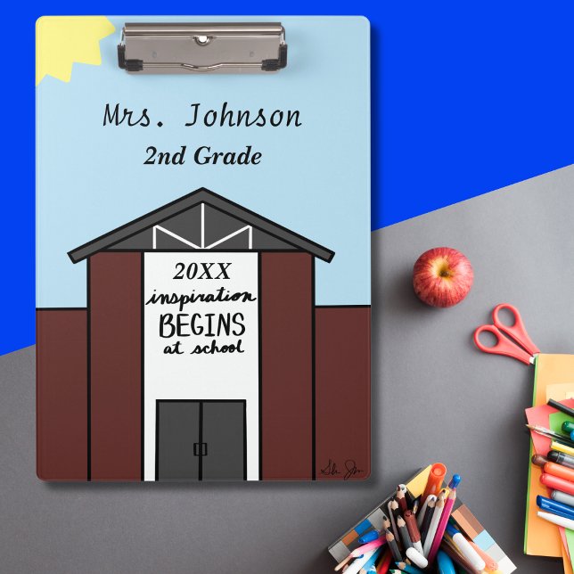 Custom Teacher Grade School House Clipboard (Creator Uploaded)