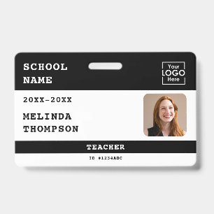 Custom Teacher ID Card School Name Photo Template Badge
