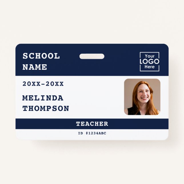 Custom Teacher ID Card School Name Photo Template ID Badge (Front)