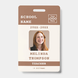 Custom Teacher ID Card School Template Name Photo Badge