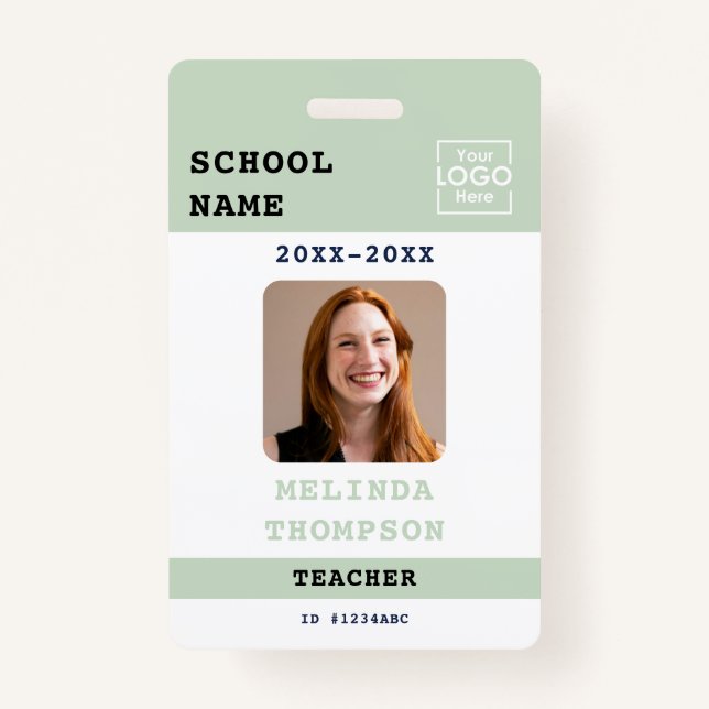 Custom Teacher ID Card School Template Name Photo ID Badge (Front)