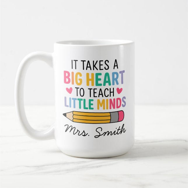 Custom Teacher mug, Personalised Teacher name Coffee Mug (Left)