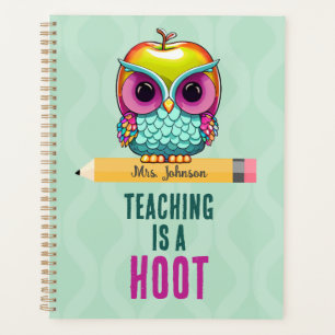 Custom Teacher Name Apple Owl Planner for School
