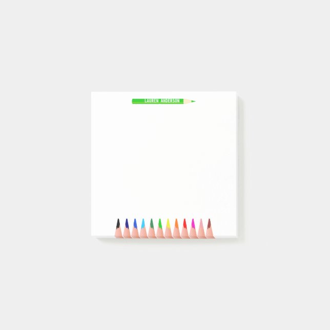 Custom Teacher Name Color Pencils Post-it Notes (Front)