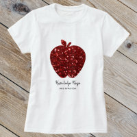 Custom Teacher Name Faux Glitter Red Apple School 