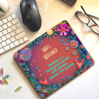 Custom Teacher Name Flowers Hearts Sunshine Red