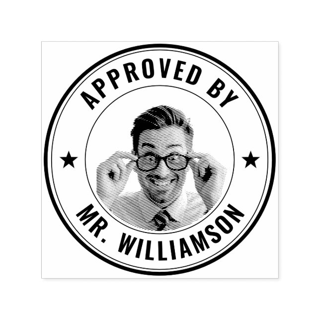 Custom Teacher Name Funny Face Approval Grading Self-inking Stamp (Design)