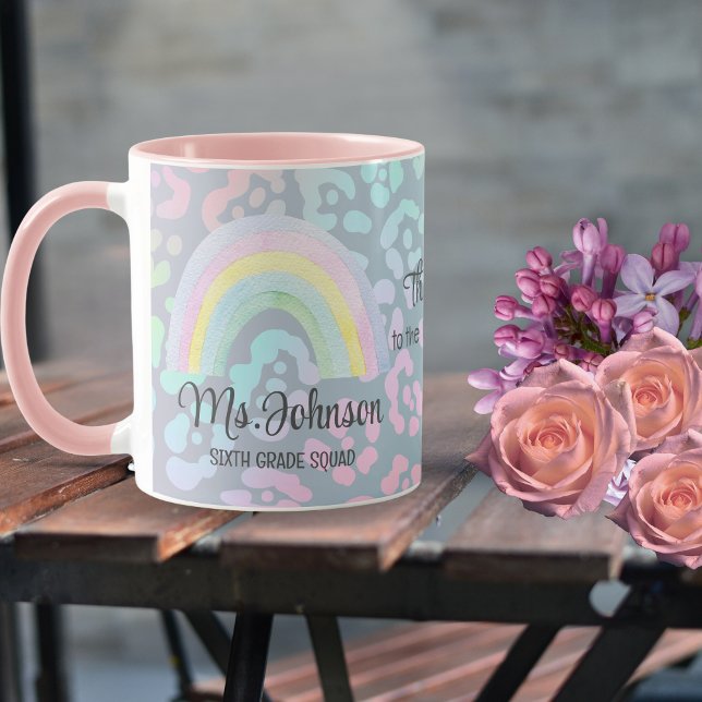 Custom Teacher Name Rainbow Personalised Coffee Mug (Creator Uploaded)