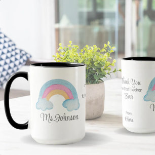 Custom Teacher Name Rainbow Personalized Gift Mug