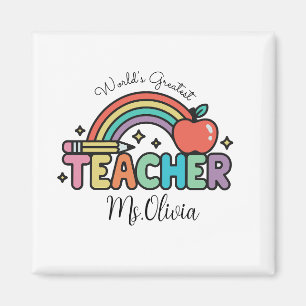 Custom Teacher Name World’s Greatest Teacher Magnet
