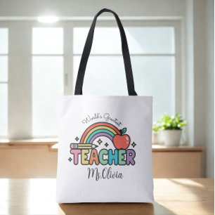 Custom Teacher Name World’s Greatest Teacher Tote Bag