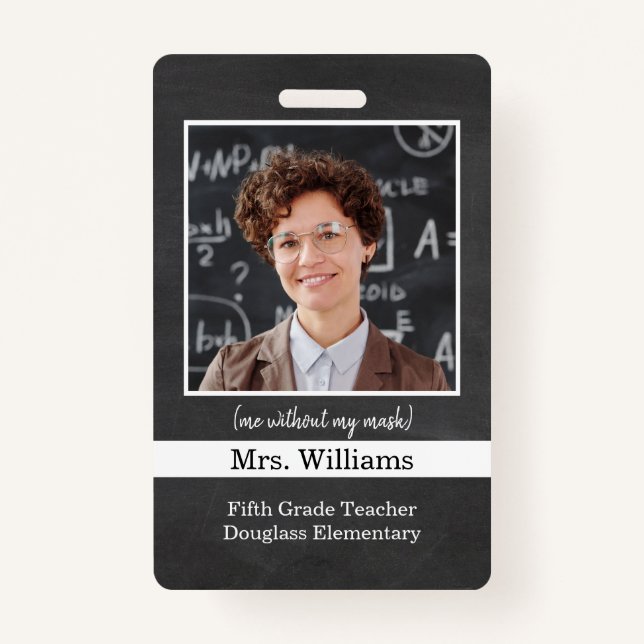 Custom Teacher Photo ID Badge for school classroom (Front)