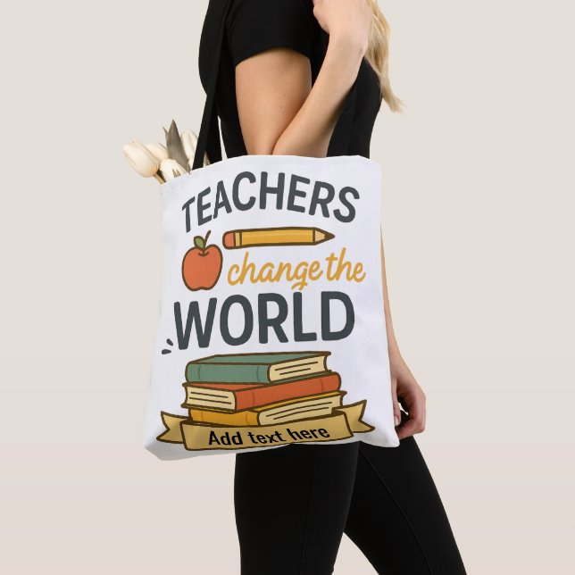 Custom Teacher Quote Design – Editable Text Tote Bag (Close Up)