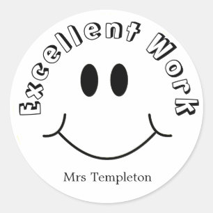 Custom Teacher Reward  Smiling Classic Round Sticker