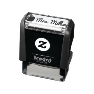 Custom teacher self inking stamp with name + apple