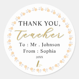 Custom Teacher Stickers – Thank You with Name