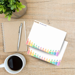 Custom Teacher Sticky Notes – Colorful Pencil