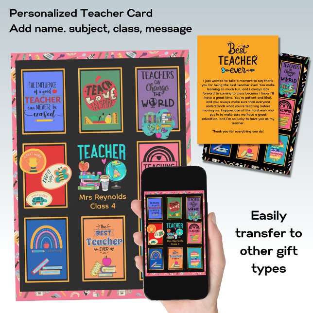 Custom Teacher Thank You Card Letter Quotes Fun    (Creator Uploaded)