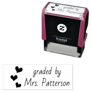 Custom Teacher With hearts Self-inking Stamp