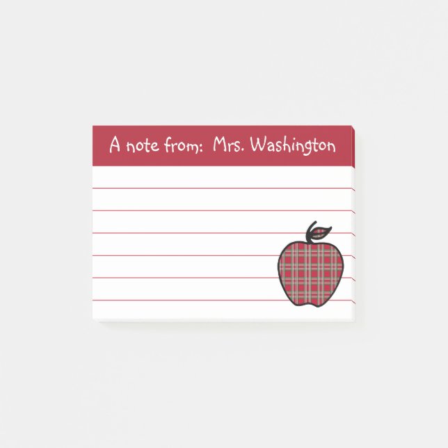 Custom Teacher's Apple Post It Notes Gift Present (Front)