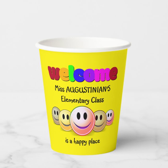 Custom Teachers Class Welcome Paper Cups (Front)