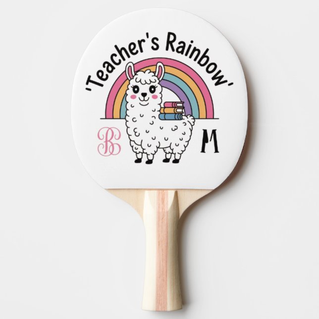 Custom "Teacher's Rainbow" Ping Pong Paddle – Cute (Front)
