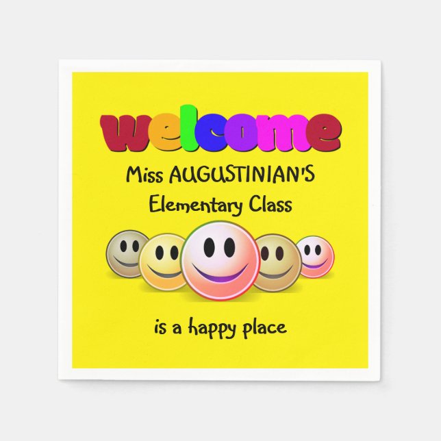 Custom Teachers Welcome Class Paper Napkin (Front)