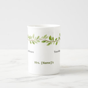 Custom Teaching the Future Green Branch Bone China Mug