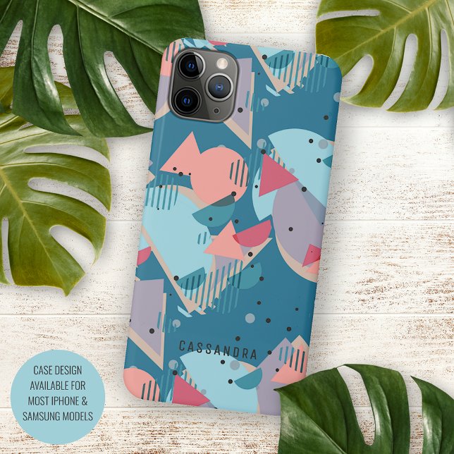 Custom Teal Blue Blush Peach Orange Pink Mosaic Case-Mate iPhone Case (Creator Uploaded)