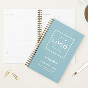 Custom Teal Blue Business Logo and Employee Name Planner